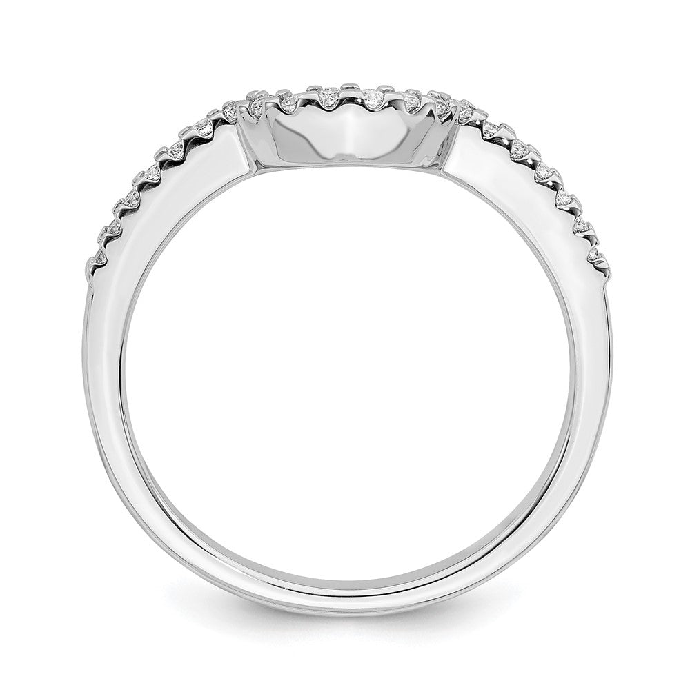 0.15ct. CZ Solid Real 14k White Gold Contoured Wedding Band Ring