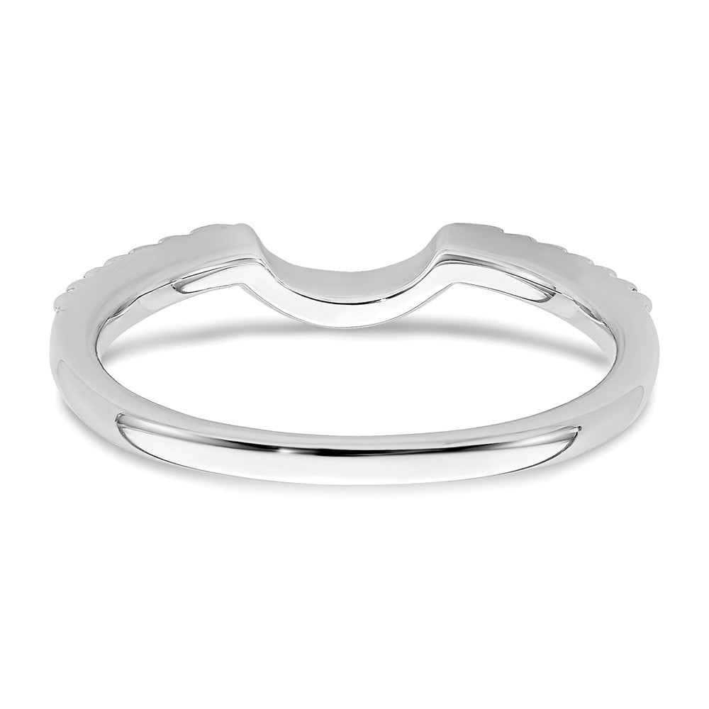 0.15ct. CZ Solid Real 14k White Gold Contoured Wedding Band Ring