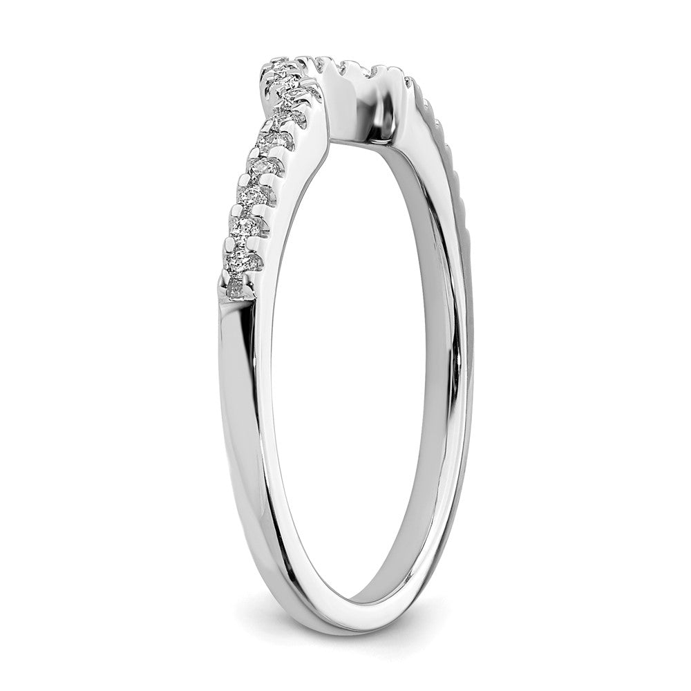 0.15ct. CZ Solid Real 14k White Gold Contoured Wedding Band Ring