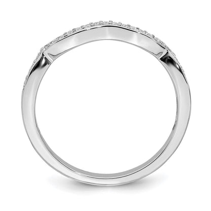 14k White Gold Contoured Real Diamond Band