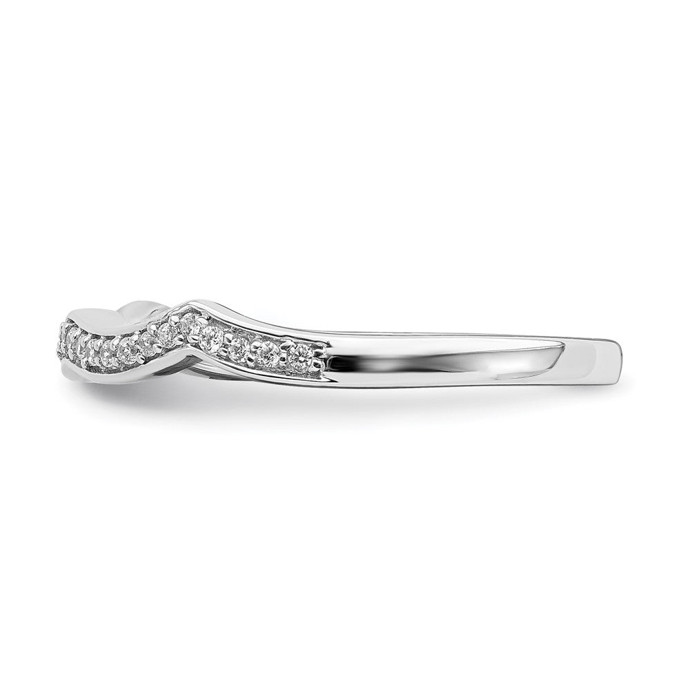 14k White Gold Contoured Real Diamond Band