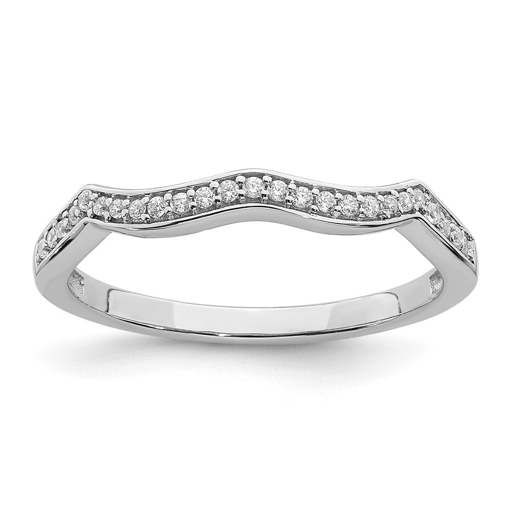 14k White Gold Contoured Real Diamond Band