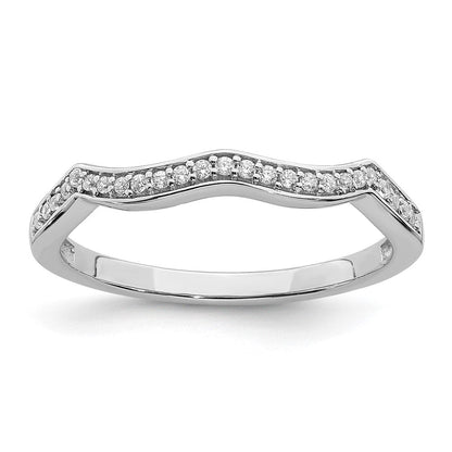 14k White Gold Contoured Real Diamond Band