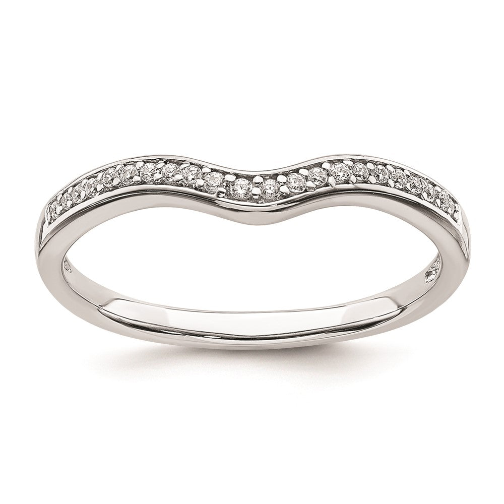 0.09ct. CZ Solid Real 14k White Gold Contoured Wedding Band Ring