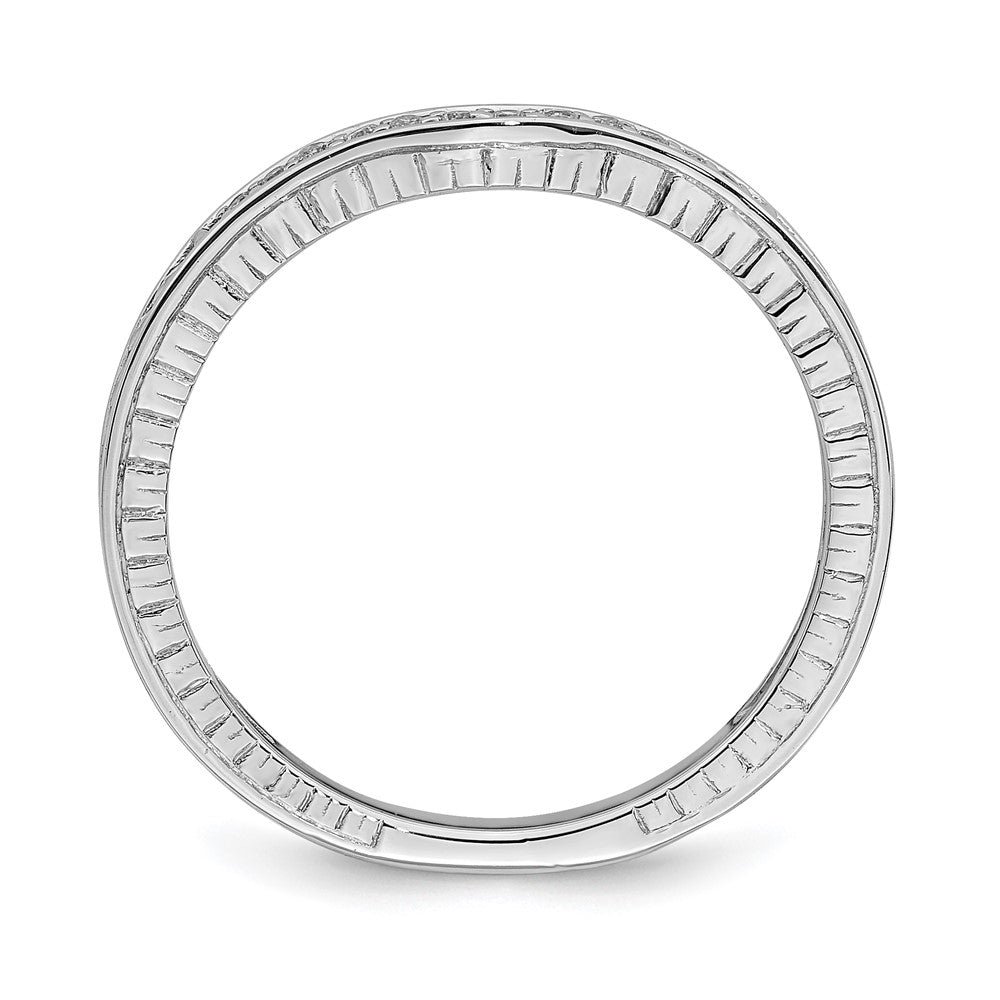 0.07ct. CZ Solid Real 14k White Gold Contoured Wedding Band Ring