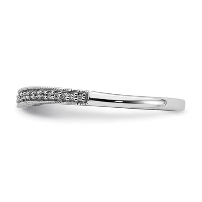 14k White Gold Contoured Real Diamond Band