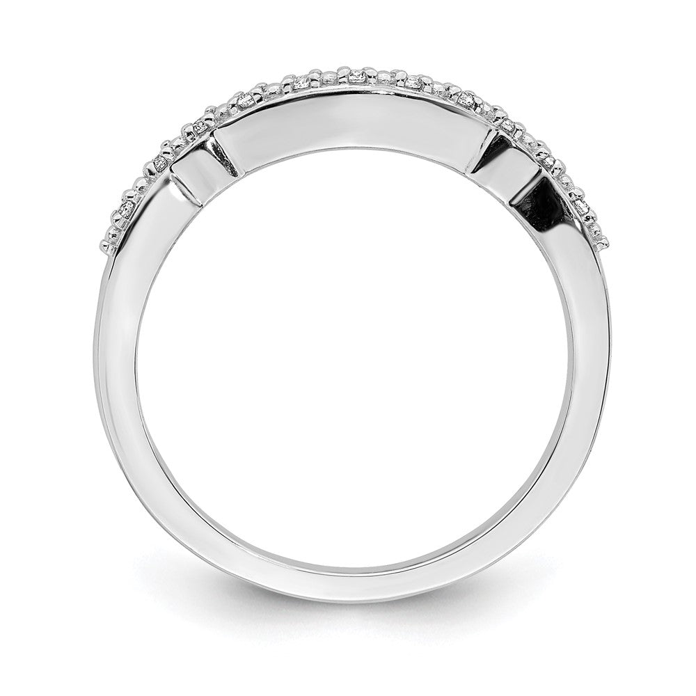 14k White Gold Contoured Real Diamond Band