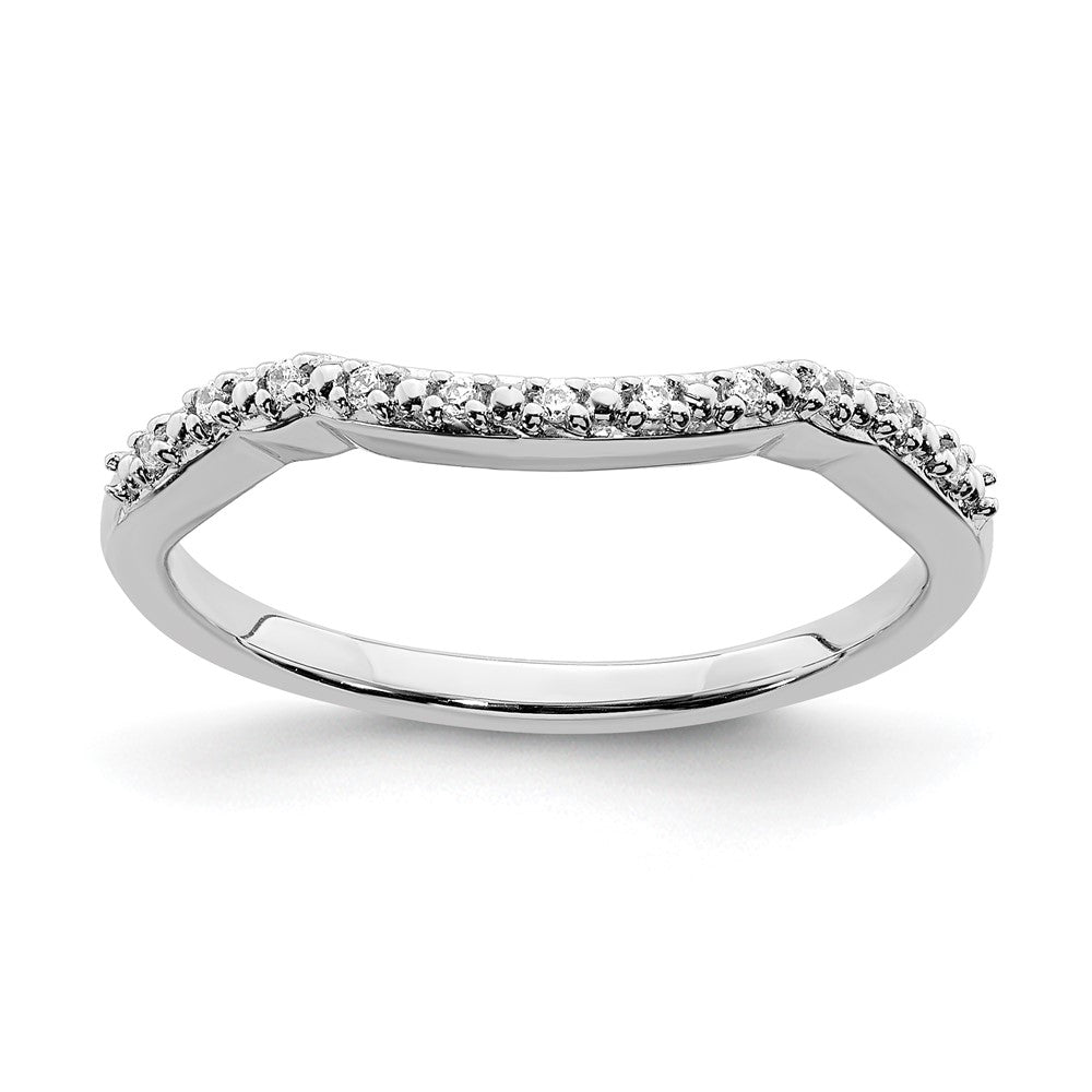 14k White Gold Contoured Real Diamond Band