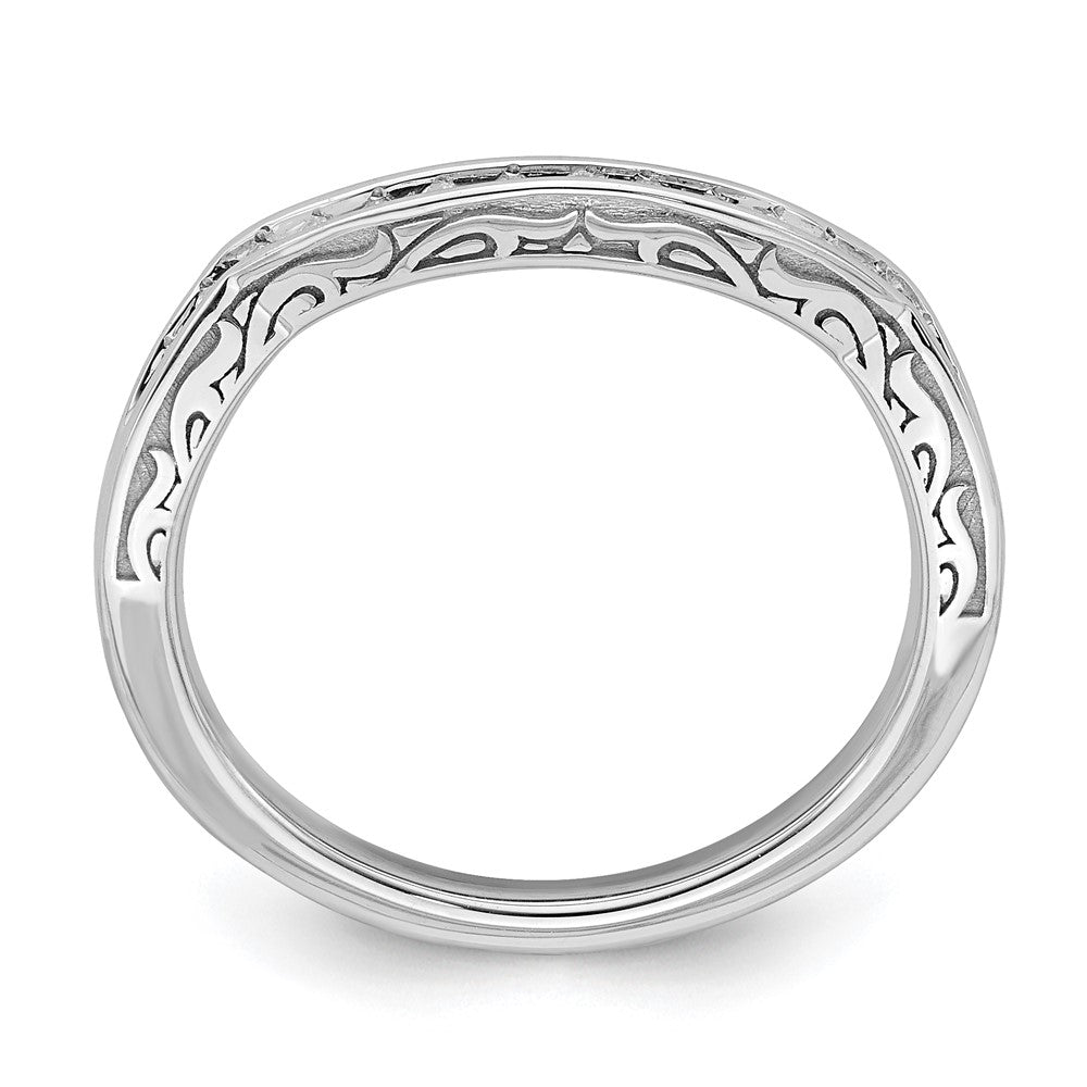 14k White Gold Contoured Real Diamond Band