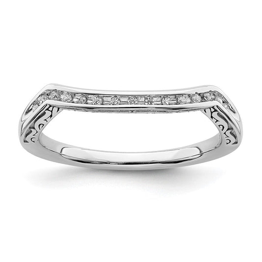 14k White Gold Contoured Real Diamond Band