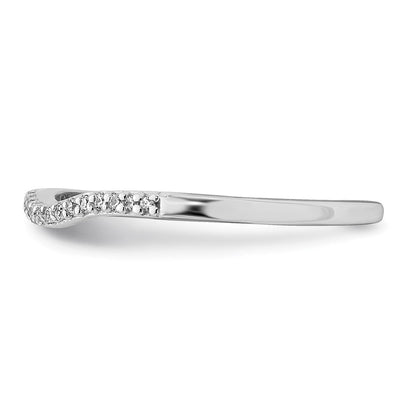 14k White Gold Contoured Real Diamond Band