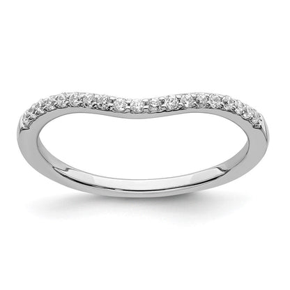 14k White Gold Contoured Real Diamond Band