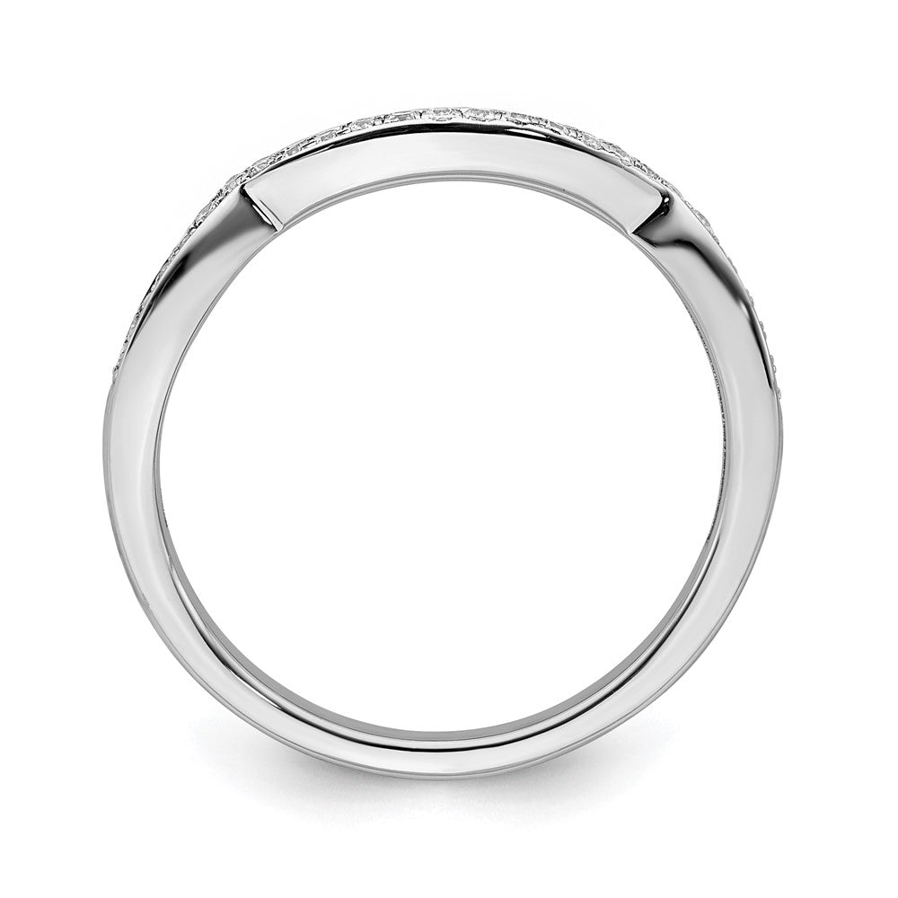 14k White Gold Contoured Real Diamond Band
