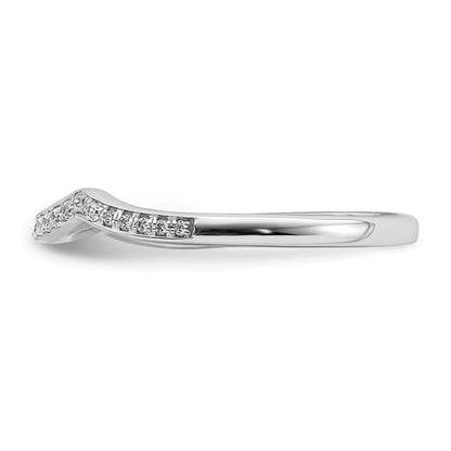 14k White Gold Contoured Real Diamond Band