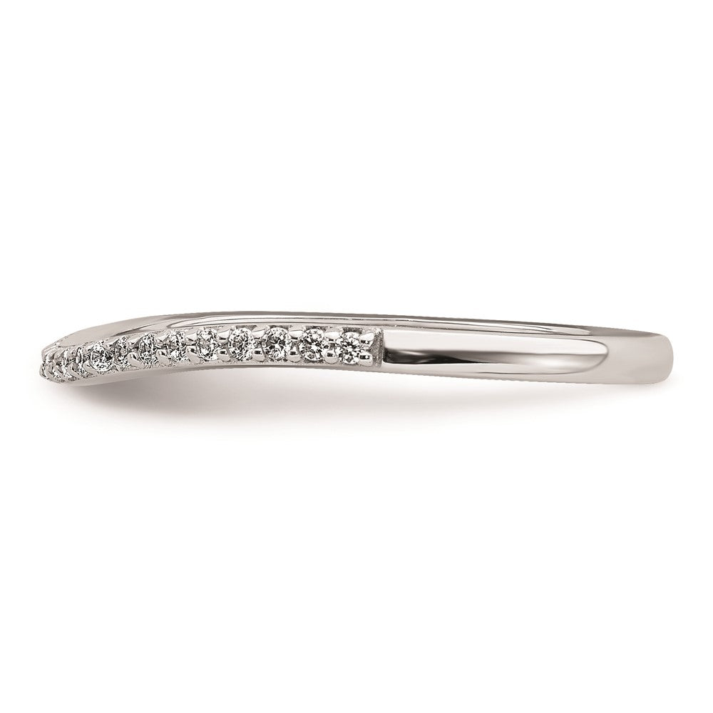 0.12ct. CZ Solid Real 14k White Gold Contoured Wedding Band Ring