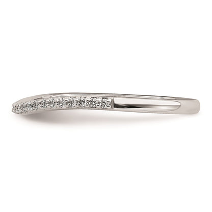 0.12ct. CZ Solid Real 14k White Gold Contoured Wedding Band Ring