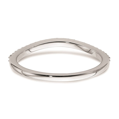 0.12ct. CZ Solid Real 14k White Gold Contoured Wedding Band Ring
