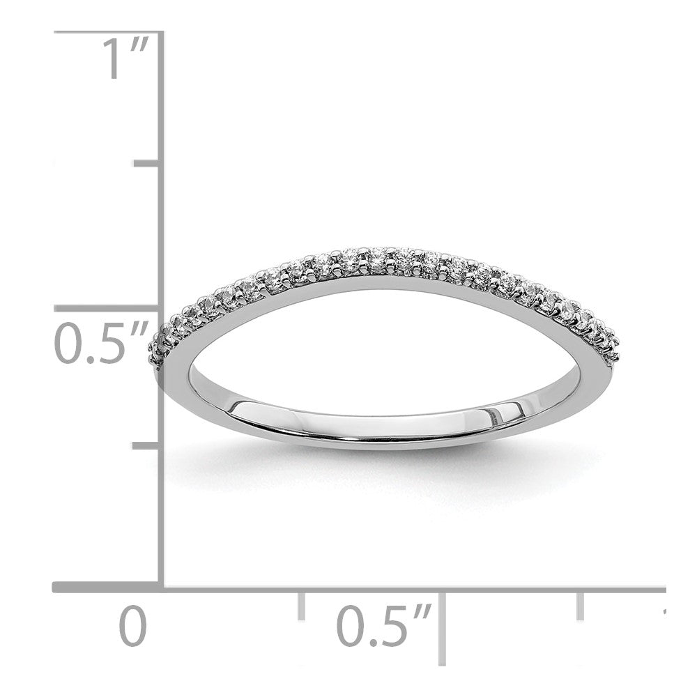 0.12ct. CZ Solid Real 14k White Gold Contoured Wedding Band Ring