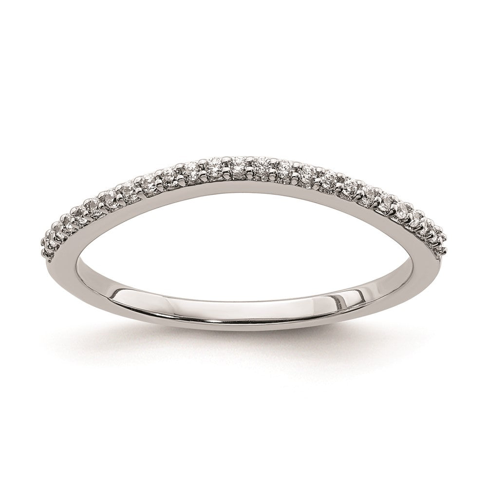 0.12ct. CZ Solid Real 14k White Gold Contoured Wedding Band Ring