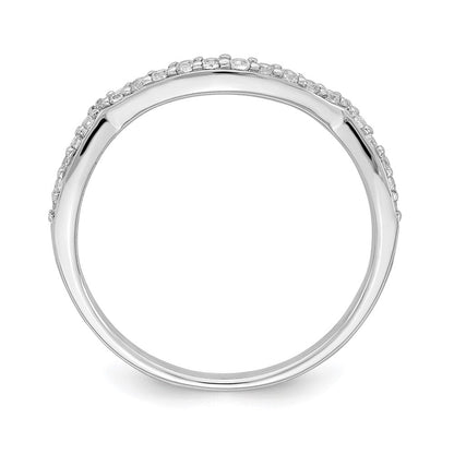 14k White Gold Contoured Real Diamond Band