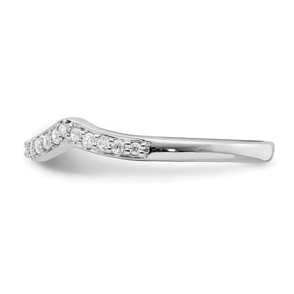 14k White Gold Contoured Real Diamond Band