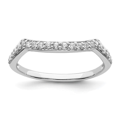 14k White Gold Contoured Real Diamond Band