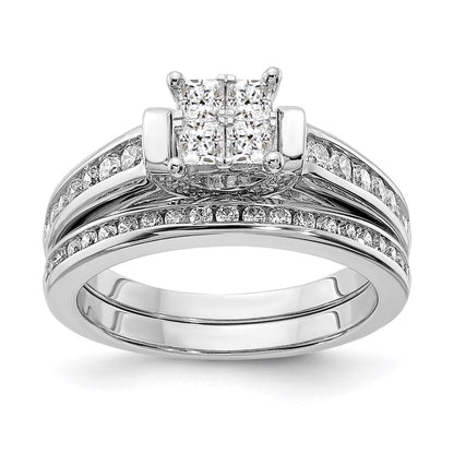 0.80ct. CZ Solid Real 14k White Gold Cluster CZ Engagement Ring