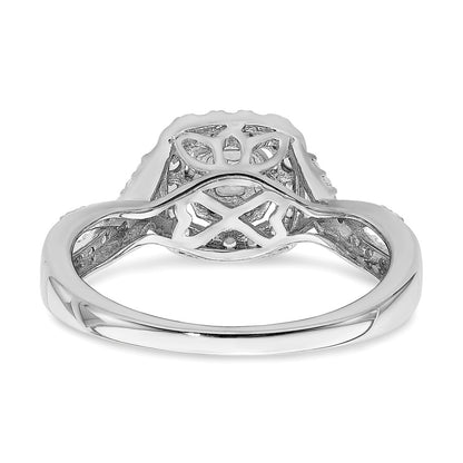 0.50ct. CZ Solid Real 14k White Gold Cluster CZ Engagement Ring