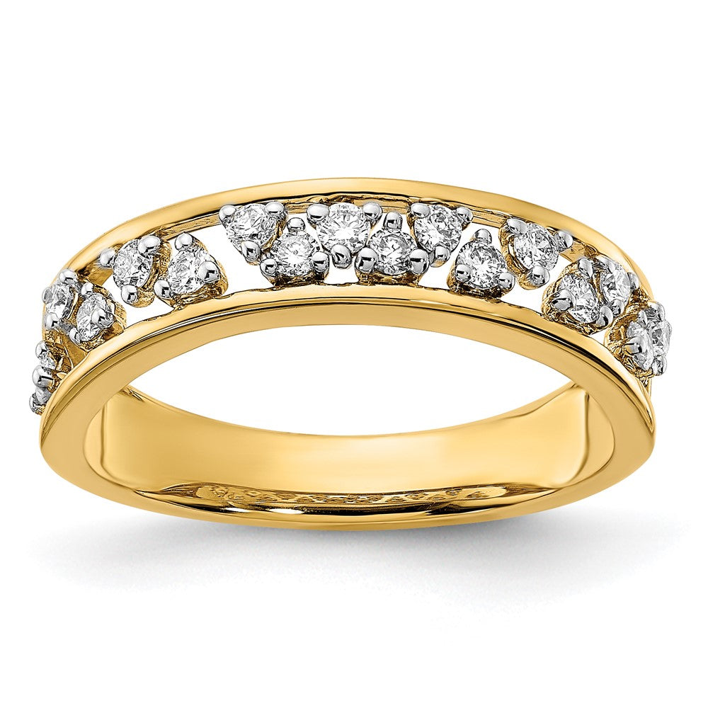 14K Yellow Gold Polished Real Diamond Band