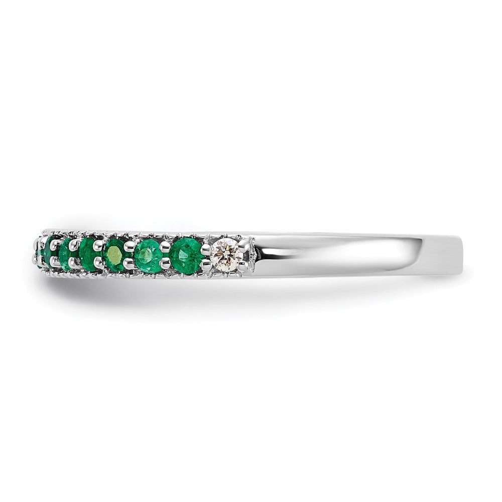 Solid 14k White Gold Simulated Emerald and CZ Band