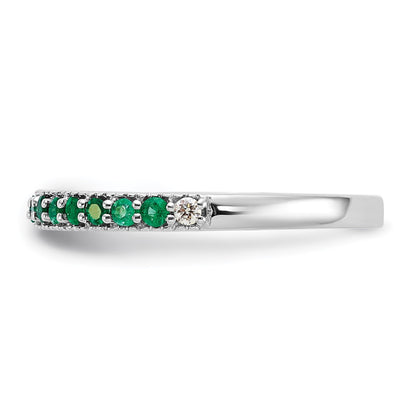 Solid 14k White Gold Simulated Emerald and CZ Band