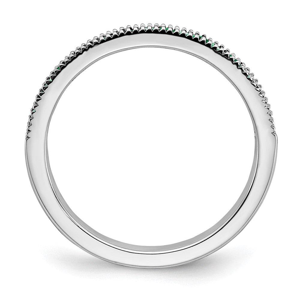 Solid 14k White Gold Simulated Emerald and CZ Band
