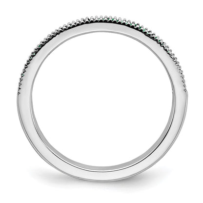 Solid 14k White Gold Simulated Emerald and CZ Band