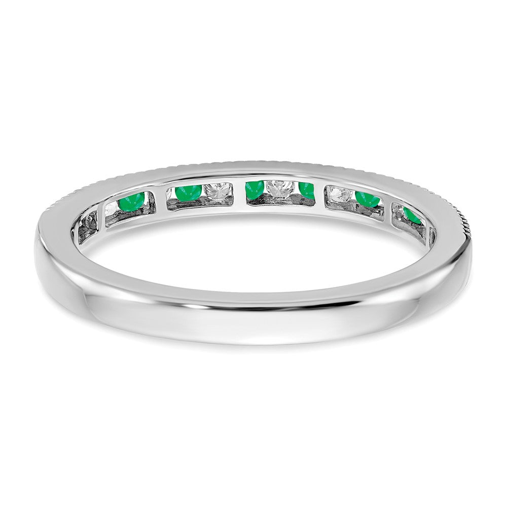 Solid 14k White Gold Simulated Emerald and CZ Band