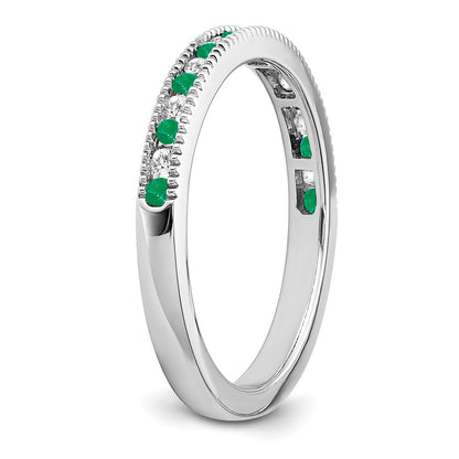 Solid 14k White Gold Simulated Emerald and CZ Band