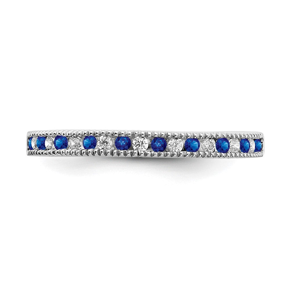 Solid 14k White Gold Simulated Sapphire and CZ Band