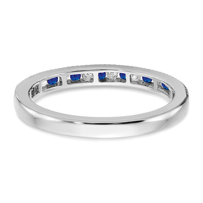 Solid 14k White Gold Simulated Sapphire and CZ Band