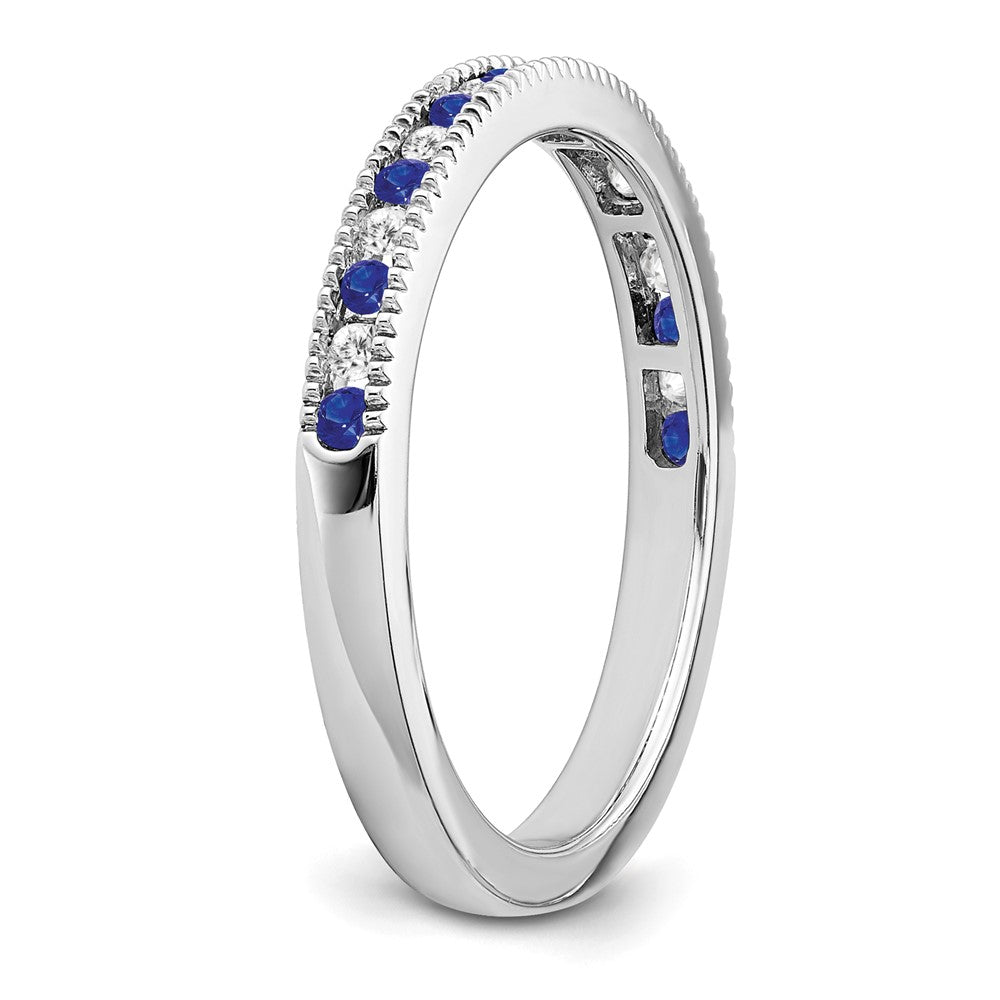 Solid 14k White Gold Simulated Sapphire and CZ Band