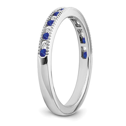 Solid 14k White Gold Simulated Sapphire and CZ Band