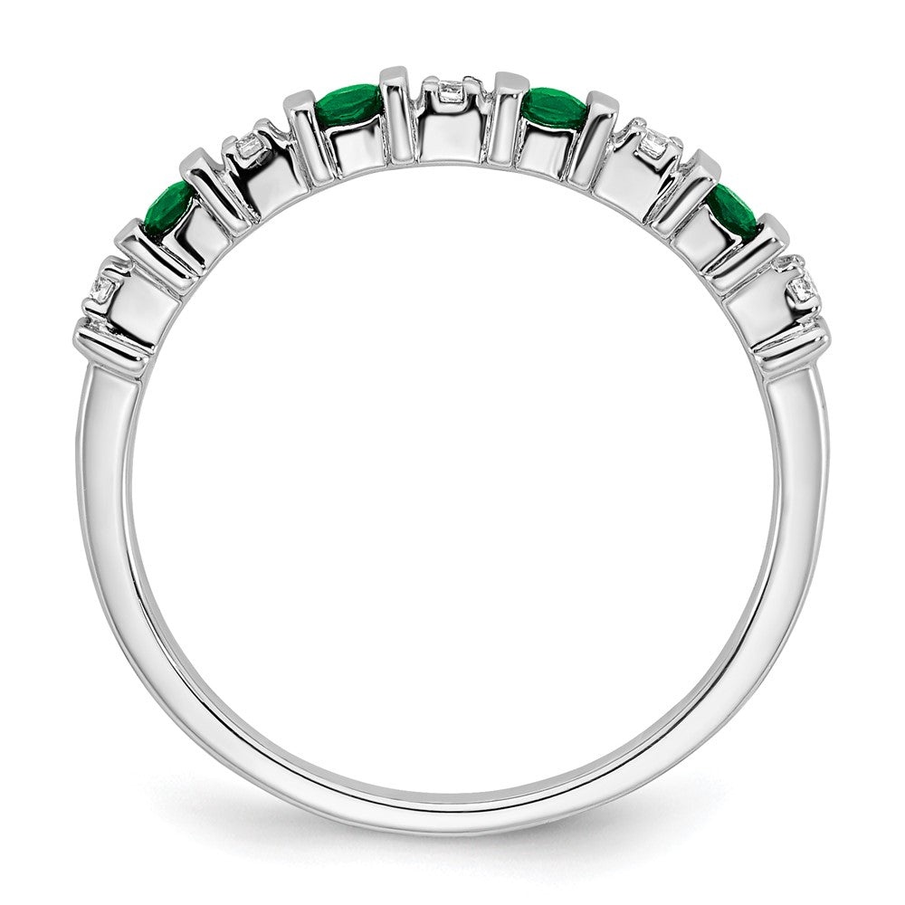 Solid 14k White Gold Simulated Emerald and CZ Band