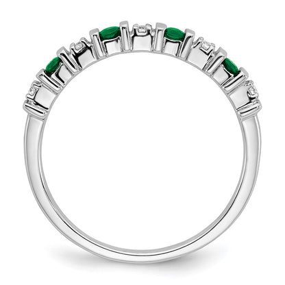 Solid 14k White Gold Simulated Emerald and CZ Band