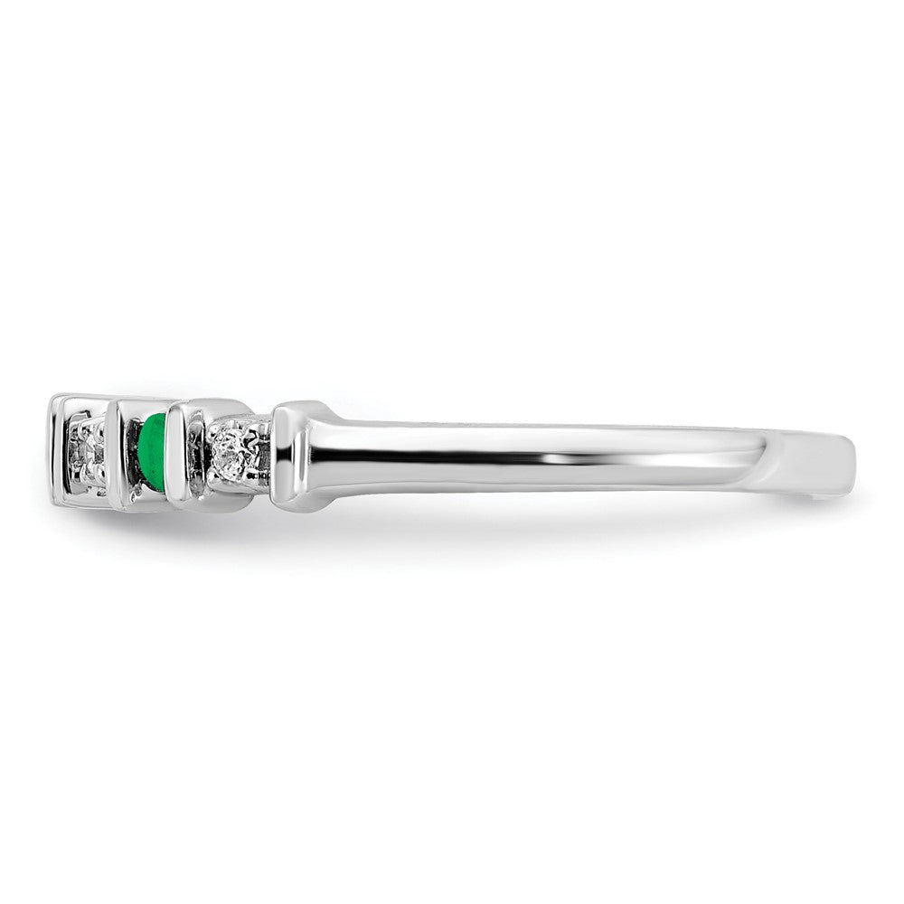 Solid 14k White Gold Simulated Emerald and CZ Band
