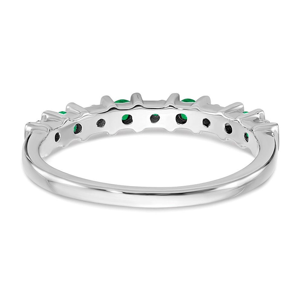 Solid 14k White Gold Simulated Emerald and CZ Band
