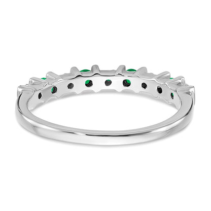 Solid 14k White Gold Simulated Emerald and CZ Band