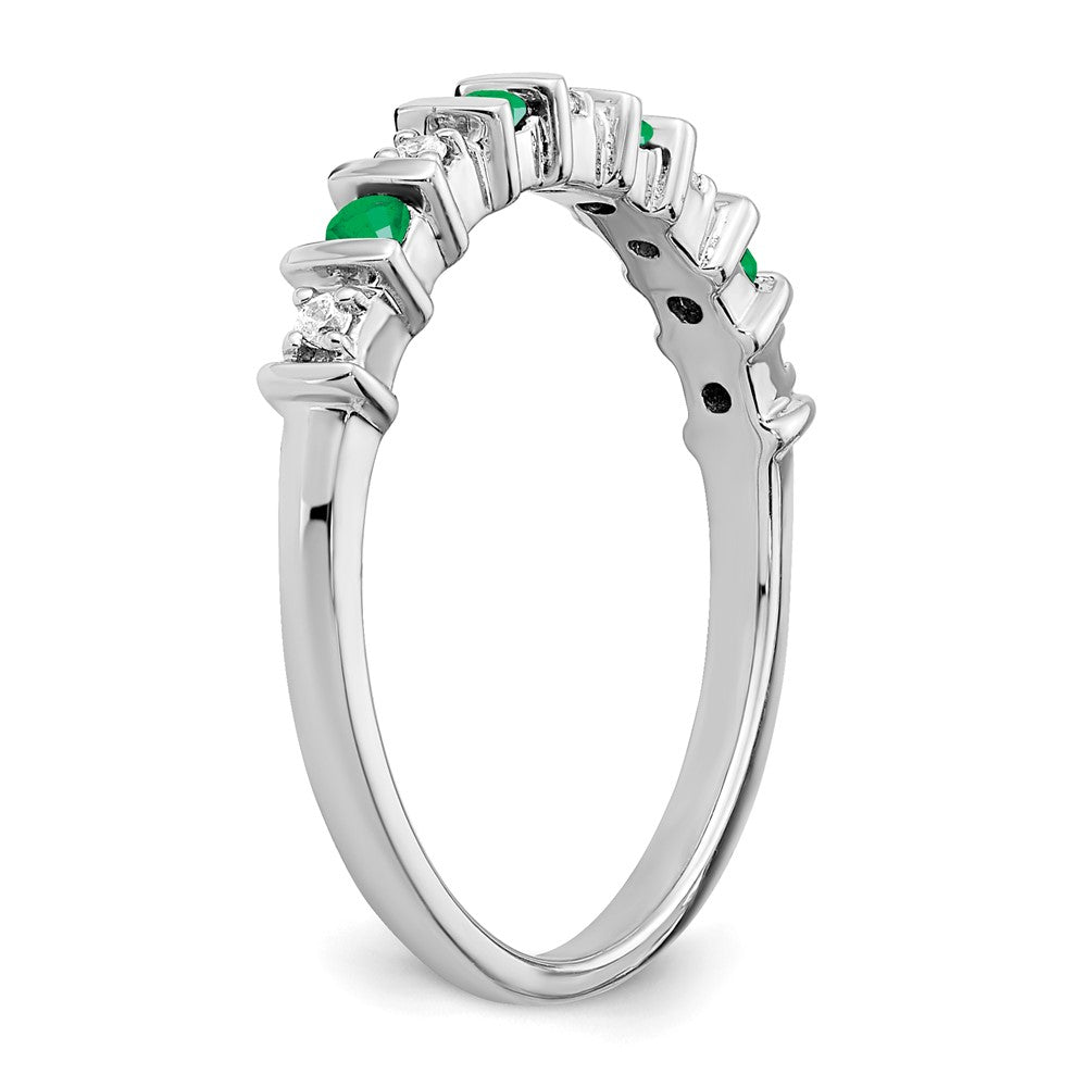Solid 14k White Gold Simulated Emerald and CZ Band