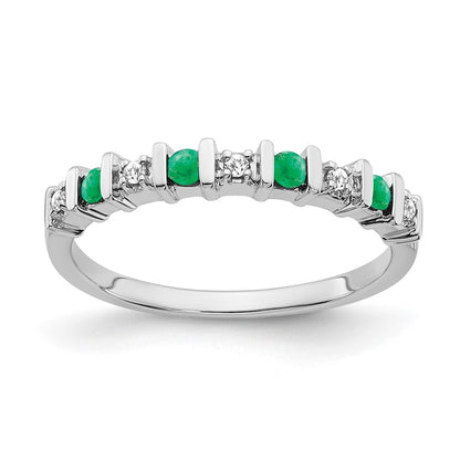 Solid 14k White Gold Simulated Emerald and CZ Band