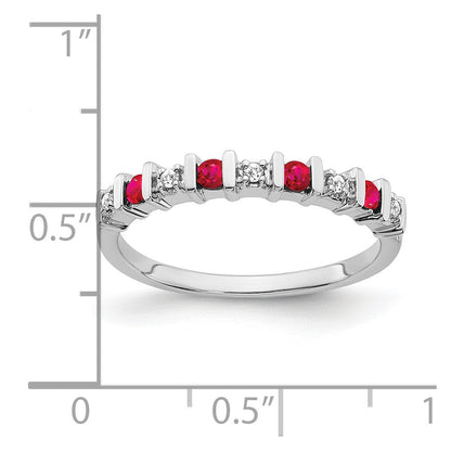 14k White Gold Ruby and Real Diamond Band