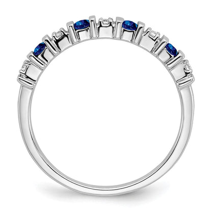 14k White Gold Sapphire and Real Diamond Band