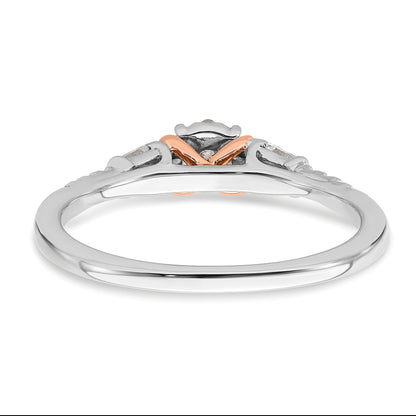 0.20ct. CZ Solid Real 14k White u0026 Rose Gold Complete Cluster Engagement Ring