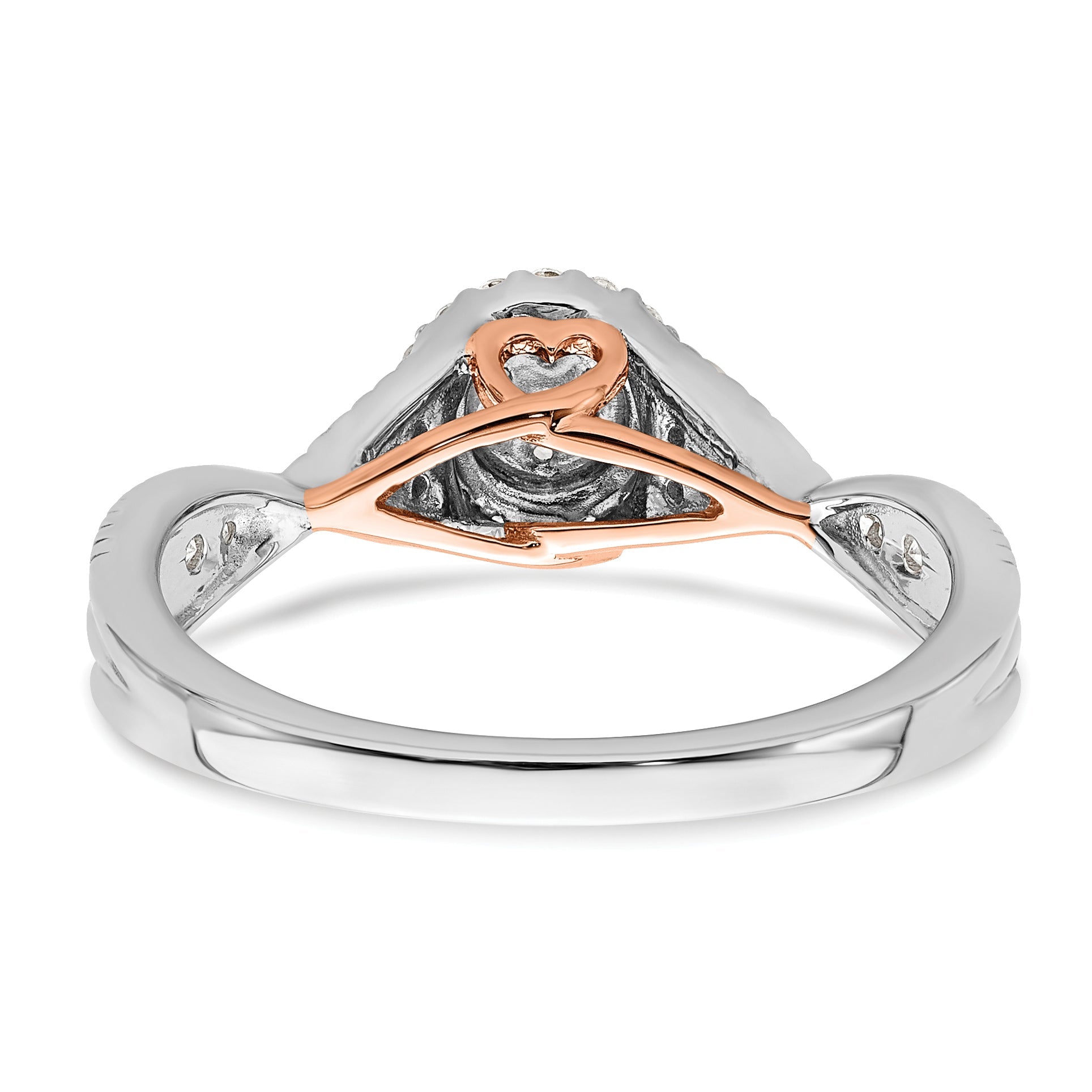 0.20ct. CZ Solid Real 14k White u0026 Rose Complete Dia. Halo Cluster Engagement Ring